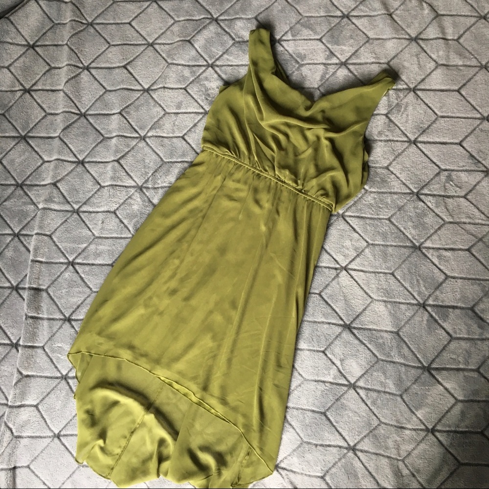 Green Sleeveless Draped Neckline Dress